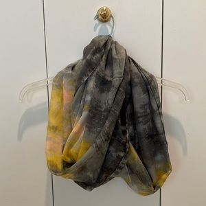 Gray, Yellow and Pale Pink Lightweight Infinity Scarf